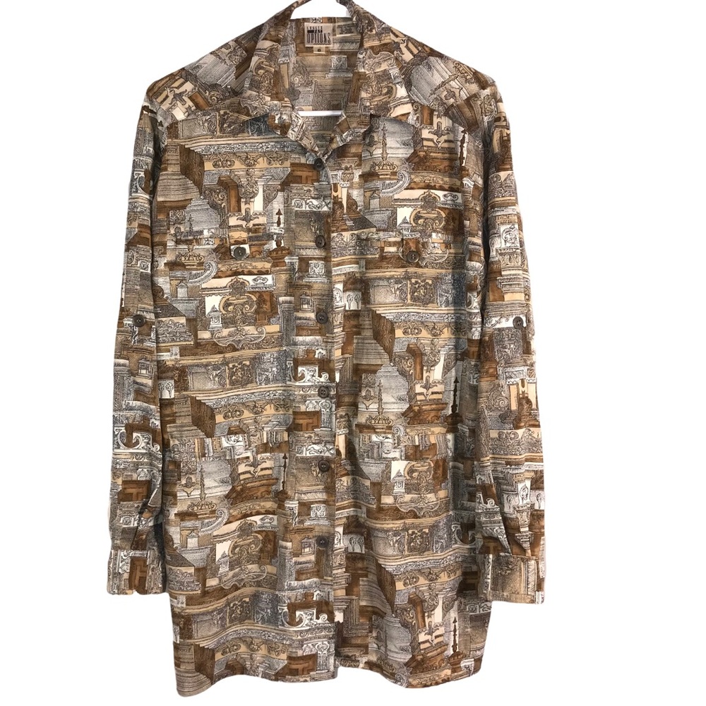 Greco Roman Print Long Tunic Shirt - Picture 10 of 10